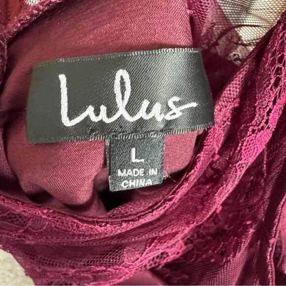 New Lulu's Burgundy Lace Halter Mini Dress Size Large - Picture 11 of 13